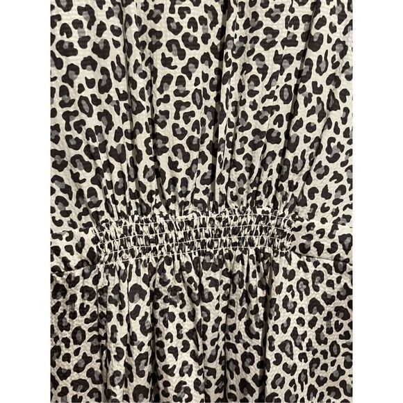 Rebecca Taylor Short Sleeve Midi Dark Leopard Silk Ruffle Dress Silk Size 4 - Picture 14 of 15